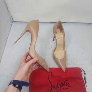 Christian Louboutin Nude Iriza Leather Half-d'Orsay Pump